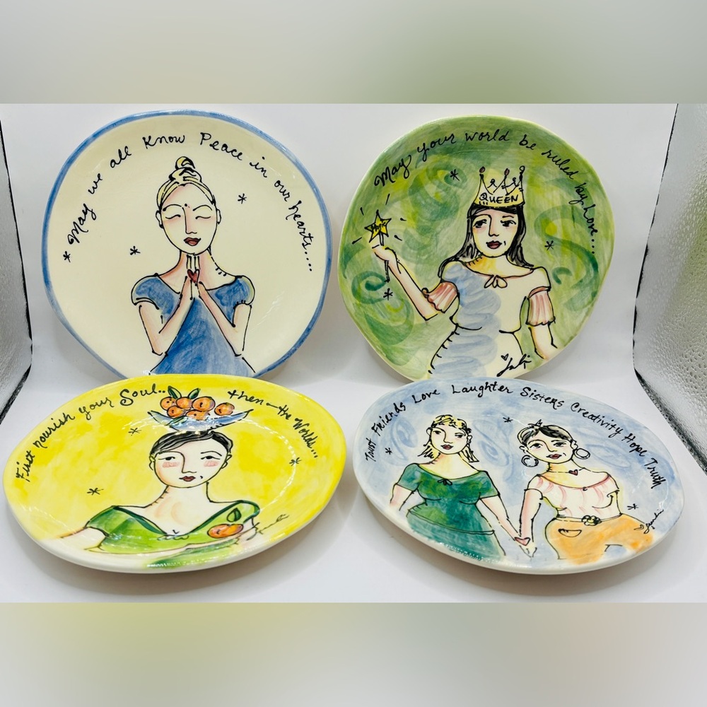 Set of Four Hard-to-Find Julia Junkin Appetizer Plates